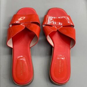 kate spade Coral Patent Cross-Strap Slide Sandals